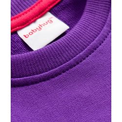 Babyhug Cotton Knit Full Sleeves Sweatshirt With Dino Print - Purple