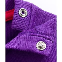 Babyhug Cotton Knit Full Sleeves Sweatshirt With Dino Print - Purple