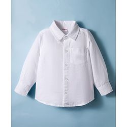 Babyhug Cotton Woven Full Sleeve Solid Color Shirt - White