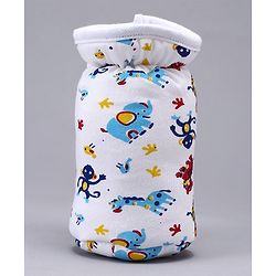 Babyhug Feeding Bottle Cotton Cover With Elastic Neck Animal Print Medium - White