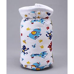 Babyhug Feeding Bottle Cotton Cover With Elastic Neck Animal Print Medium - White