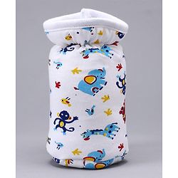 Babyhug Feeding Bottle Cotton Cover With Elastic Neck Animal Print Medium - White
