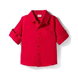 Babyhug Cotton Woven Full Sleeves Solid Shirt - Red