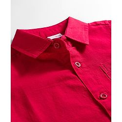Babyhug Cotton Woven Full Sleeves Solid Shirt - Red