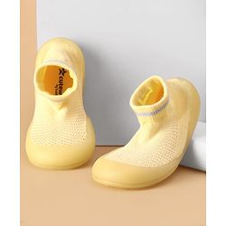Cute Walk by Babyhug Solid Color Sock Shoes - Yellow