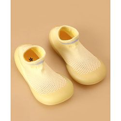 Cute Walk by Babyhug Solid Color Sock Shoes - Yellow