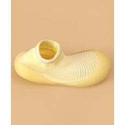 Cute Walk by Babyhug Solid Color Sock Shoes - Yellow
