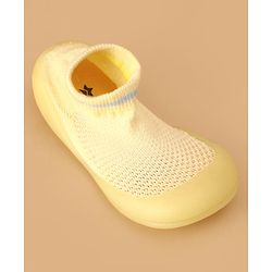 Cute Walk by Babyhug Solid Color Sock Shoes - Yellow