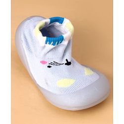Cute Walk by Babyhug Slip On Sock Shoes With Cat Design - Blue
