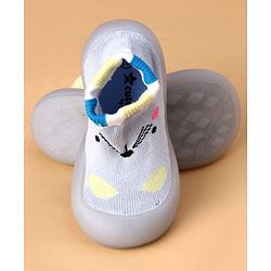 Cute Walk by Babyhug Slip On Sock Shoes With Cat Design - Blue