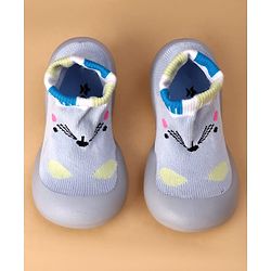 Cute Walk by Babyhug Slip On Sock Shoes With Cat Design - Blue