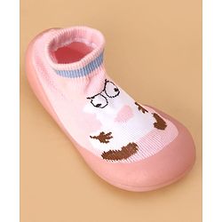 Cute Walk by Babyhug Sock Shoes with Cartoon Print - Pink