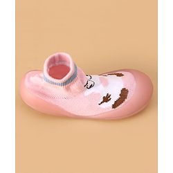 Cute Walk by Babyhug Sock Shoes with Cartoon Print - Pink