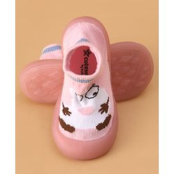 Cute Walk by Babyhug Sock Shoes with Cartoon Print - Pink