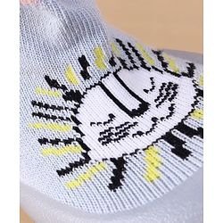 Cute Walk by Babyhug Slip on Sock Shoes with Kitty Embroidery - Blue