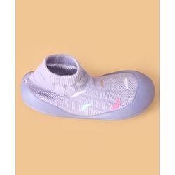 Cute Walk by Babyhug Slip On Sock Shoes with Triangle Design - Purple