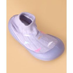 Cute Walk by Babyhug Slip On Sock Shoes with Triangle Design - Purple