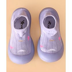 Cute Walk by Babyhug Slip On Sock Shoes with Triangle Design - Purple