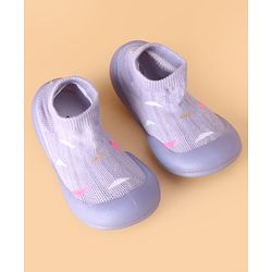 Cute Walk by Babyhug Slip On Sock Shoes with Triangle Design - Purple