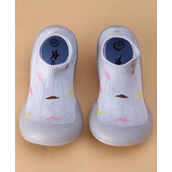Cute Walk by Babyhug Slip On Sock Shoes with Triangle Design - Purple
