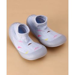 Cute Walk by Babyhug Slip On Sock Shoes with Triangle Design - Purple