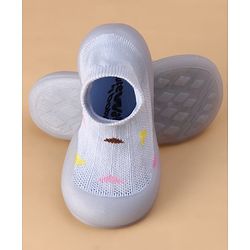 Cute Walk by Babyhug Slip On Sock Shoes with Triangle Design - Purple
