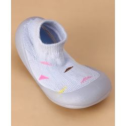 Cute Walk by Babyhug Slip On Sock Shoes with Triangle Design - Purple