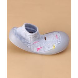 Cute Walk by Babyhug Slip On Sock Shoes with Triangle Design - Purple