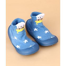 Cute Walk by Babyhug Sock Shoes With Star Design - Blue