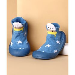 Cute Walk by Babyhug Sock Shoes With Star Design - Blue