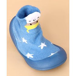 Cute Walk by Babyhug Sock Shoes With Star Design - Blue