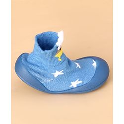 Cute Walk by Babyhug Sock Shoes With Star Design - Blue