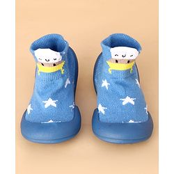 Cute Walk by Babyhug Sock Shoes With Star Design - Blue