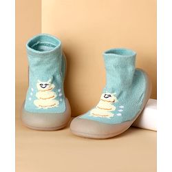 Cute Walk by Babyhug Slip on Sock Shoes With Caterpillar Design - Green