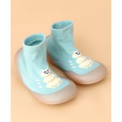 Cute Walk by Babyhug Slip on Sock Shoes With Caterpillar Design - Green