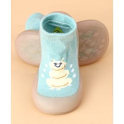 Cute Walk by Babyhug Slip on Sock Shoes With Caterpillar Design - Green