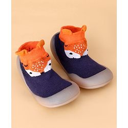 Cute Walk by Babyhug Slip On Sock Shoes With Animal Design - Blue