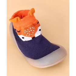 Cute Walk by Babyhug Slip On Sock Shoes With Animal Design - Blue