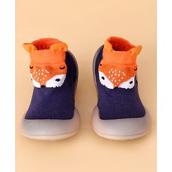 Cute Walk by Babyhug Slip On Sock Shoes With Animal Design - Blue