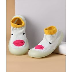 Cute Walk by Babyhug Slip On Sock Shoes with Ducky Design - Light Blue
