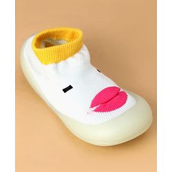 Cute Walk by Babyhug Slip On Sock Shoes with Ducky Design - Light Blue