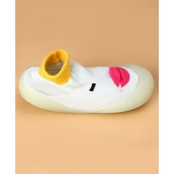 Cute Walk by Babyhug Slip On Sock Shoes with Ducky Design - Light Blue