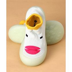 Cute Walk by Babyhug Slip On Sock Shoes with Ducky Design - Light Blue