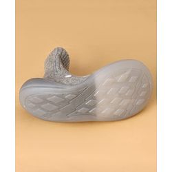 Cute Walk by Babyhug Slip On Sock Shoes with Polka Dot Design - Grey & White
