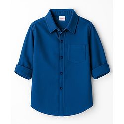 Babyhug Cotton Woven Full Sleeves Solid Shirt - Navy Blue