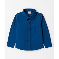 Babyhug Cotton Woven Full Sleeves Solid Shirt - Navy Blue