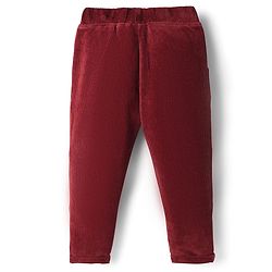 Babyhug Knit Full Length Solid Colour Corduroy Pant With Pockets - Maroon
