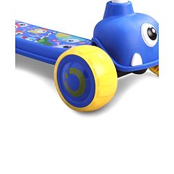 Babyhug Leo 2 in 1 Kids 3 Wheel Kick Scooter with Foldable Seat with LED - Blue| 3 Level Adjustable Handle| Foldable Design| Toy for 3 to 12 Yrs Boys & Girls| Sport Gift| Physical Activity| Wide Deck