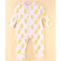 Babyhug 100% Cotton Knit Baby Gift Set With Duck Print - White