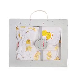 Babyhug 100% Cotton Knit Baby Gift Set With Duck Print - White